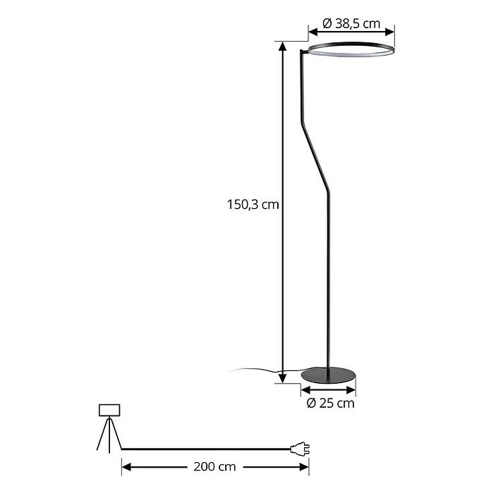 Lindby LED Stehlampe Wohnzimmer in schwarz, up down Stehleuchte -  - Schwarze Stehleuchte mit rundem Kopf und Fuß, 150,3 cm hoch.