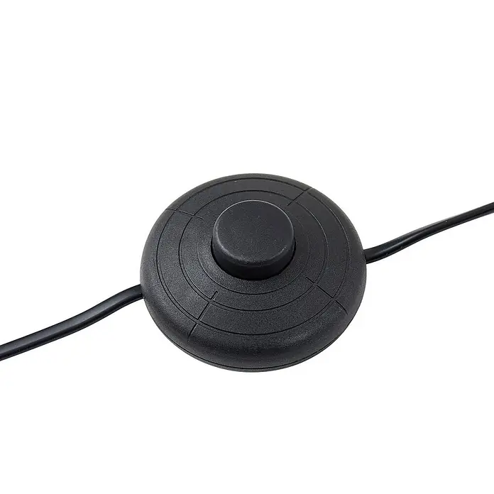 Lindby LED Stehlampe Wohnzimmer in schwarz, up down Stehleuchte -  - Schwarzer runder Bodenschalter mit zentralem Knopf, in ein Elektrokabel integriert.