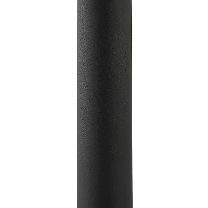 Lindby Stehlampe in rauchgrau, schwarz, Bogenlampe Wohnzimmer -  - Schwarzer, zylindrischer Pfosten mit strukturierter matter Oberfläche.