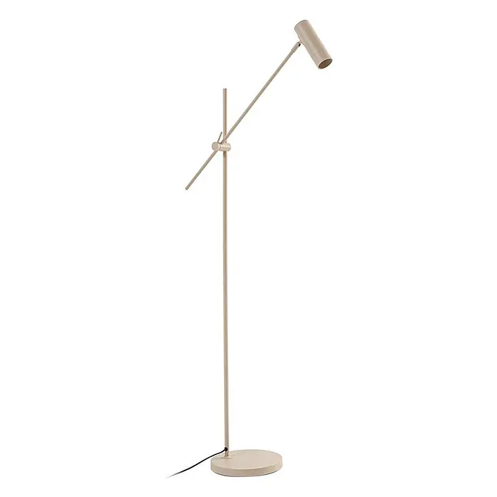 Lindby Stehlampe Wohnzimmer in beige, Stehleuchte -  - Verstellbare beigefarbene Stehleuchte aus Metall mit rundem Fuß und zylindrischem Kopf.