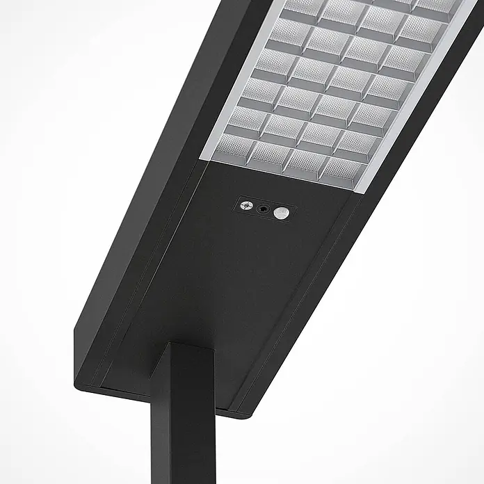 Arcchio Stehleuchte Susi - schwarz, schwarz - Schwarze Solar-LED-Straßenleuchte mit texturierter Platte und integrierten Sensoren.