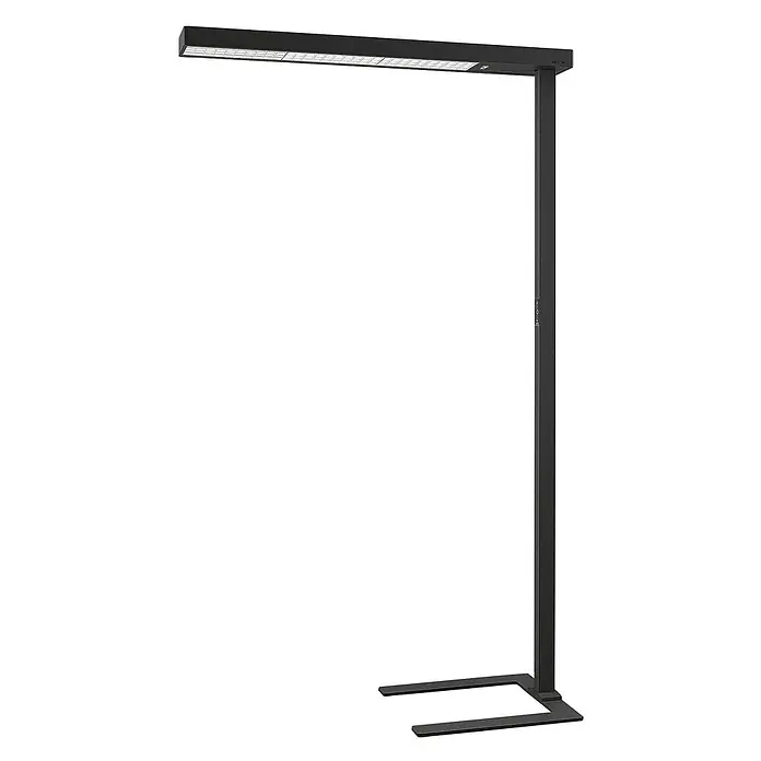 Arcchio Stehleuchte Susi - schwarz, schwarz - Schwarze L-förmige Stehleuchte mit linearem LED-Lichtbalken und U-förmigem Fuß.