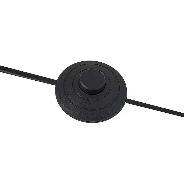 Lindby Stehlampe Wohnzimmer in schwarz, gold, Stehleuchte -  - Schwarzer Kunststoff-Fußschalter in einem Elektrokabel.