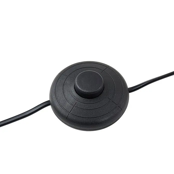 Lindby LED Stehlampe Wohnzimmer in grau, holz, Stehleuchte -  - Schwarzer Bodenschalter aus Kunststoff für Lampen, mit integriertem Kabel.
