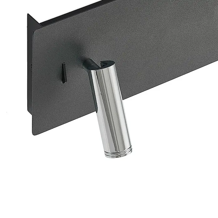 Lucande LED Wandleuchte innen in schwarz, chrom, Wandlampe -  - Dunkelgraue Wand-LED-Leseleuchte mit verchromtem Schwenkkopf.