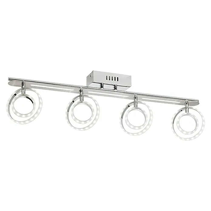 Tween Light LED-Deckenstrahler Vigo - 18 W, L x B x H: 65 x 190 x 700 mm, Nickel matt, Neutralweiß - Moderne Chrom-Deckenleuchte mit vier LED-Ringen, die ein elegantes und helles Ambiente erzeugt. Perfekt für Wohn- und Essbereiche.