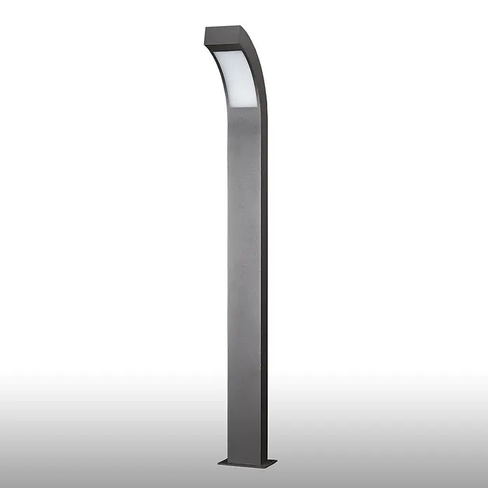 Lucande LED Wegeleuchte anthrazit Gartenlampe 100cm Pollerleuchte Aluminium -  - Elegante, dunkelgraue Außenleuchte mit gebogener Oberseite und mattweißem Diffusor.