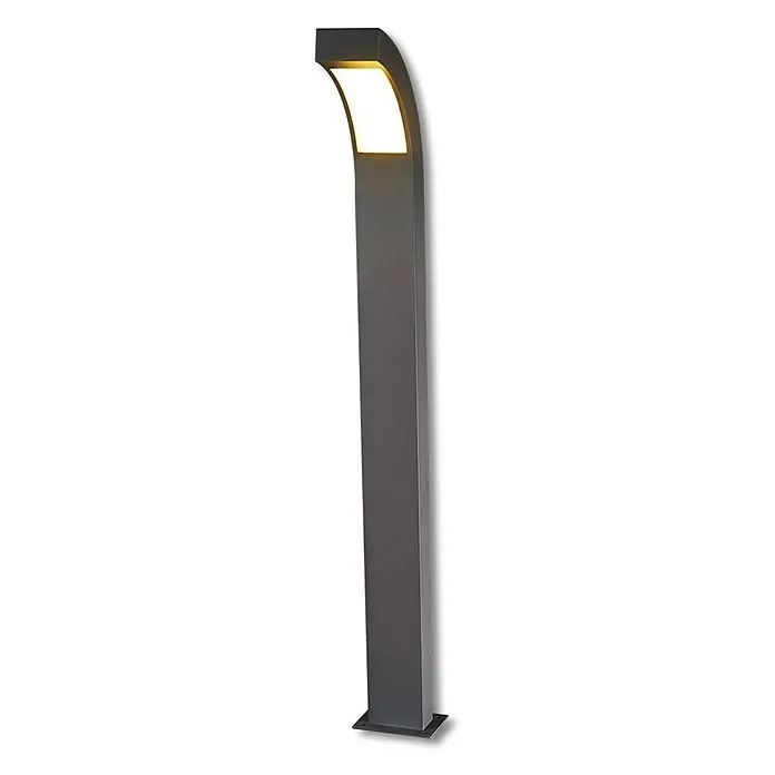 Lucande LED Wegeleuchte anthrazit Gartenlampe 100cm Pollerleuchte Aluminium -  - Dunkelgraue moderne Außenpollerleuchte mit gebogenem Oberteil und warmweißer Beleuchtung.