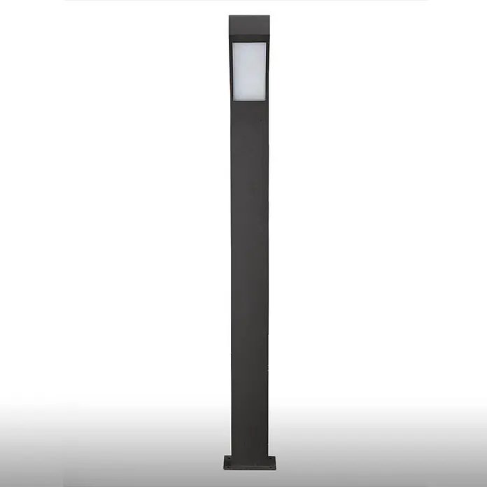 Lucande LED Wegeleuchte anthrazit Gartenlampe 100cm Pollerleuchte Aluminium -  - Dunkelgraue, quadratische Wegeleuchte mit weißem Diffusorfeld oben, für die Außenbeleuchtung von Wegen.
