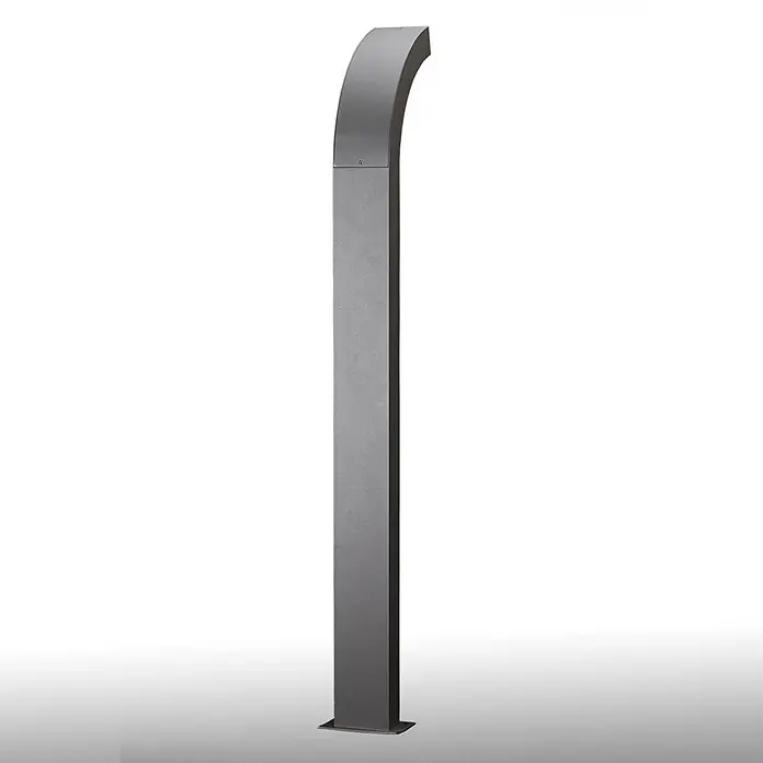 Lucande LED Wegeleuchte anthrazit Gartenlampe 100cm Pollerleuchte Aluminium -  - Moderne graue Metall-Pollerleuchte mit hohem, rechteckigem Körper und gebogenem Oberteil zur Außenbeleuchtung.