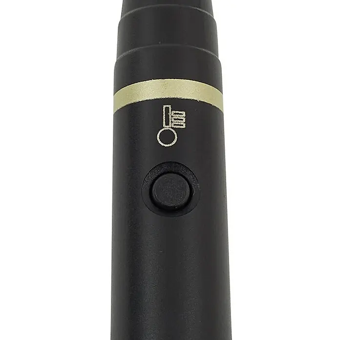 Lindby LED Wandleuchte innen in schwarz, dimmbar up down Leselampe Wand -  - Schwarzes zylindrisches Gerät mit goldenem Band, Temperatursymbol und Bedienknopf.