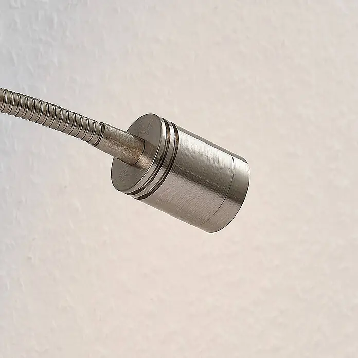 Lindby LED Wandleuchte innen in nickel satiniert, Wandlampe -  - Gebürsteter Metallstrahler mit flexiblem Spiralschlaucharm.