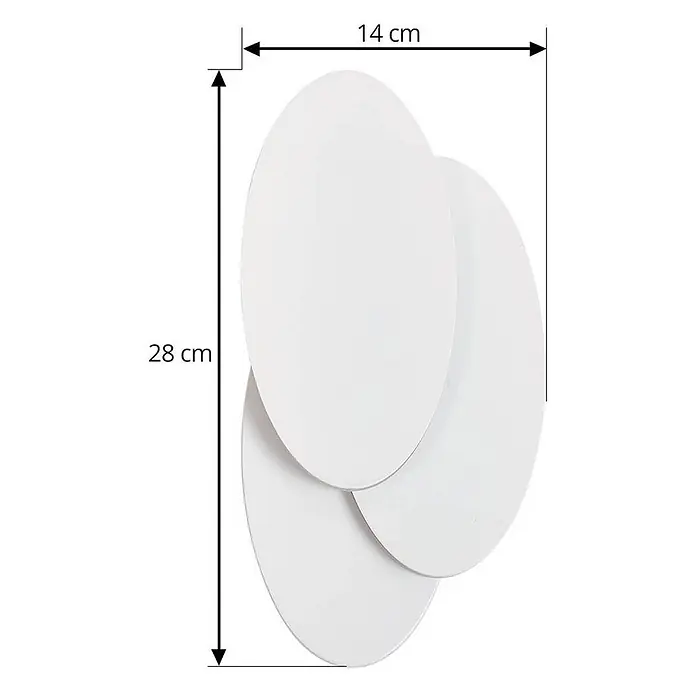 Lindby LED Wandleuchte innen in weiß, Wandlampe -  - Weiße Wandleuchte mit drei überlappenden ovalen Paneelen, 28 cm hoch und 14 cm breit.