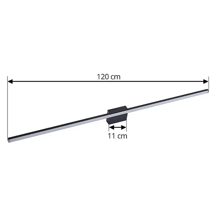 Lucande LED Wandleuchte innen in schwarz, Wandlampe -  - Lineare LED-Leuchte, 120 cm lang, mit schwarzem Mittelteil und silberfarbener Leiste. Das Mittelteil ist 11 cm breit.