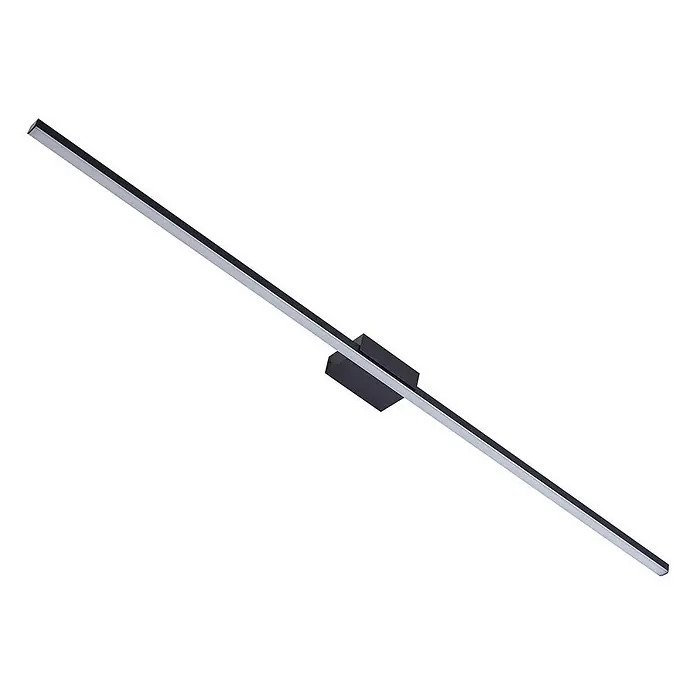 Lucande LED Wandleuchte innen in schwarz, Wandlampe -  - Lineare LED-Leuchte mit silbernem Stab und schwarzer Mittelbefestigung.