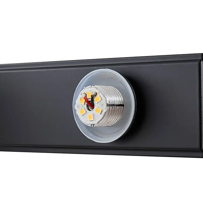 Lucande LED Wandleuchte innen in schwarz, Wandlampe -  - LED-Lichtmodul mit gelben Chips und roten Kabeln, in schwarzem Gehäuse mit transparentem Silikonring.