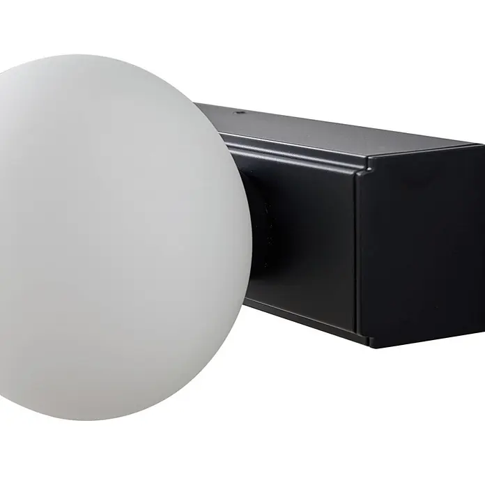 Lucande LED Wandleuchte innen in schwarz, Wandlampe -  - Schwarze, rechteckige Wandleuchte mit kugelförmigem weißem Diffusor.