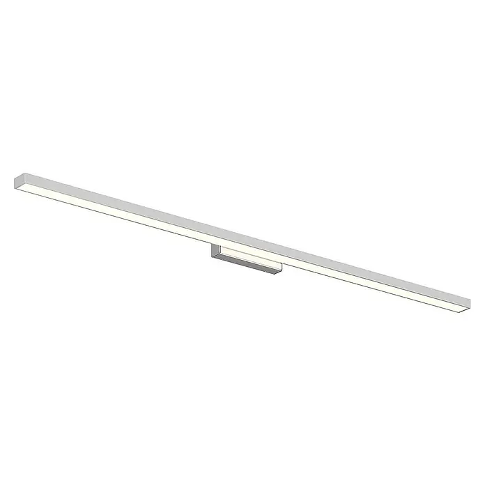 Lindby LED Wandleuchte innen in weiß, chrom, Wandlampe -  - Schlanke, silberne LED-Lichtleiste mit zentraler Halterung für helle, gleichmäßige Beleuchtung.