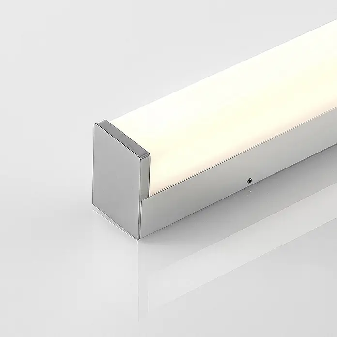 Lindby LED Wandleuchte innen in weiß, chrom, up down Wandlampe -  - Beleuchtete rechteckige LED-Lichtleiste mit Chrom-Finish und mattiertem Diffusor.