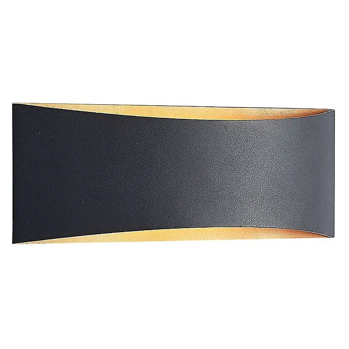 Arcchio LED Wandleuchte innen in schwarz, gold, Wandlampe -  - Rechteckige dunkelgraue LED-Wandleuchte mit goldener Innenseite für Up- und Downlighting.