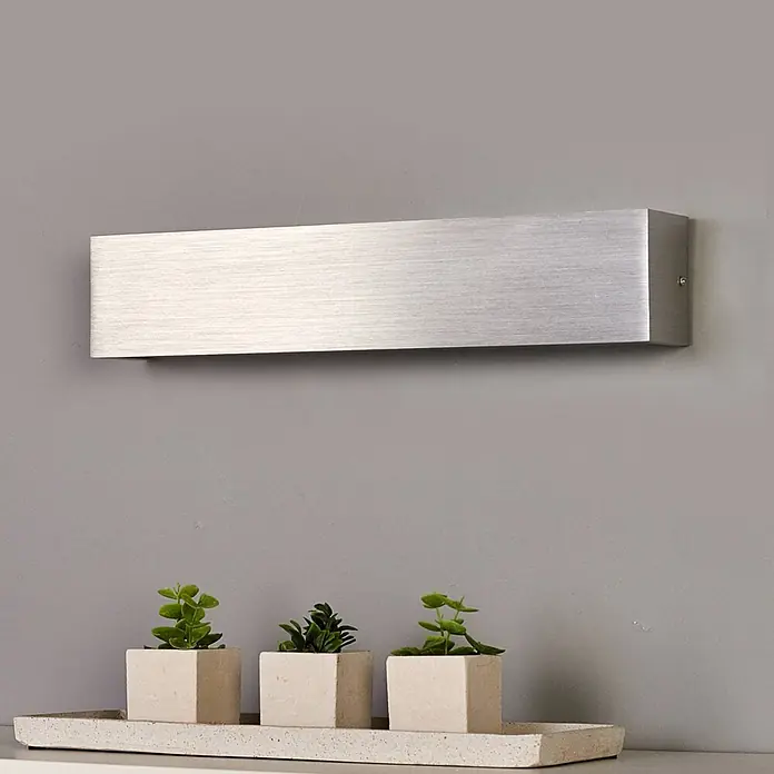 Lindby Wandleuchte Ranik - alu / grau / zink, alu / grau / zink - Rechteckige Wandleuchte aus gebürstetem Silber.