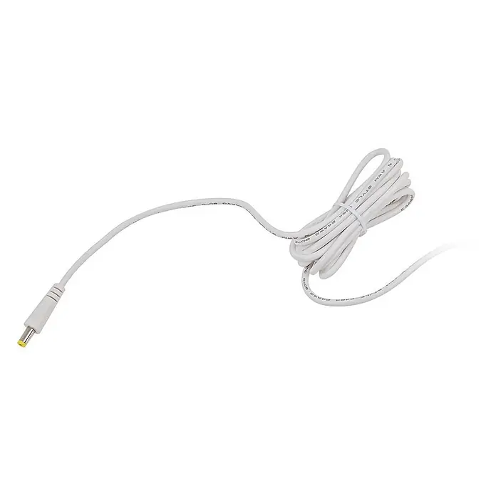 Lindby LED Wandleuchte innen in weiß, dimmbar Leselampe Wand -  - Weißes DC-Stromkabel mit Stecker-Hohlstecker, teilweise aufgerollt.