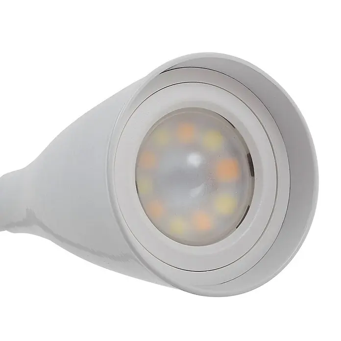 Lindby LED Wandleuchte innen in weiß, dimmbar Leselampe Wand -  - Weißer LED-Lampenkopf mit mattierter Diffusorscheibe, der warm- und kaltweiße LEDs zeigt.