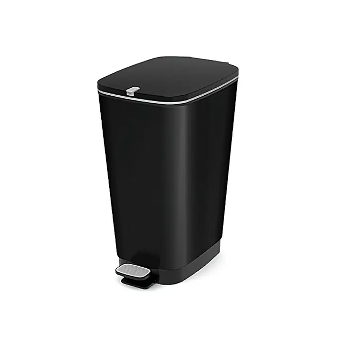KIS Treteimer Chic - 45 l, Kunststoff, Schwarz - Schwarzer Tretabfalleimer mit Deckel, ideal für Küche oder Bad, bietet hygienische Abfallentsorgung und modernes Design.
