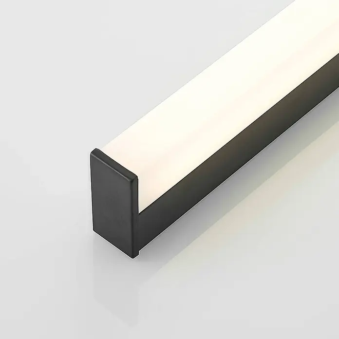 Lindby LED Wandleuchte innen in schwarz matt, weiß, Wandlampe -  - Schwarze lineare LED-Leuchte mit beleuchtetem, weißem Diffusor.