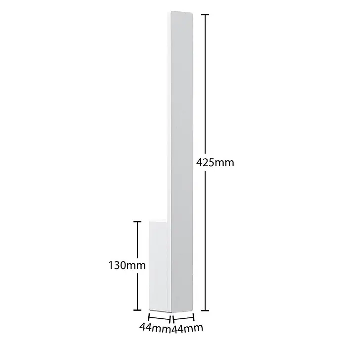 Arcchio LED Wandleuchte innen in weiß, Wandlampe -  - Schmale, weiße rechteckige LED-Wandleuchte, 425 mm hoch, 44 mm breit, mit versetztem Sockel.