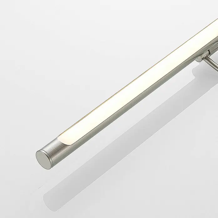 Lucande LED Wandlampe Bilderleuchte nickel matt, warmweiß 3.000K -  - Gebürstete lineare LED-Lichtleiste aus Metall mit beleuchtetem weißen Diffusor.
