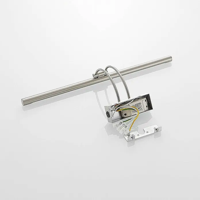 Lucande LED Wandlampe Bilderleuchte nickel matt, warmweiß 3.000K -  - Lineare LED-Bilderleuchte aus gebürstetem Metall, zerlegt, mit Verkabelung und Montageplatte.