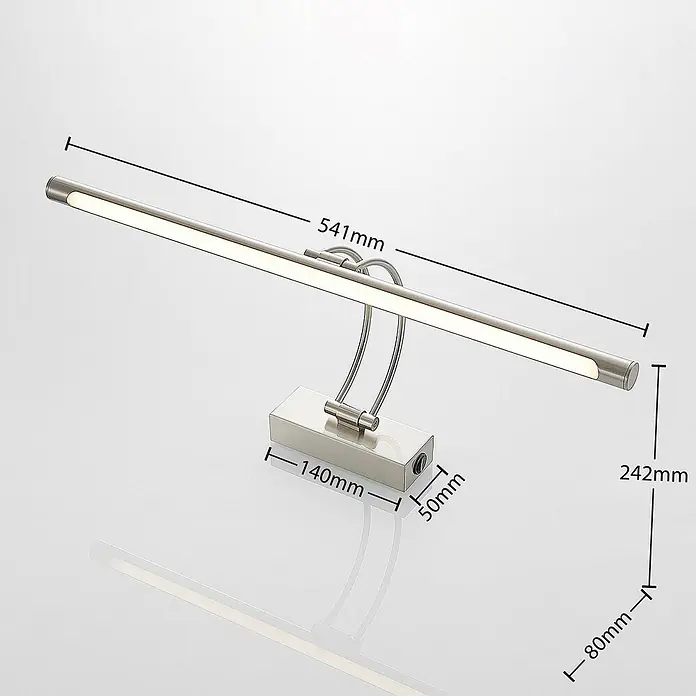 Lucande LED Wandlampe Bilderleuchte nickel matt, warmweiß 3.000K -  - Gebürstete silberne lineare LED-Leuchte, geeignet für Spiegel oder Bilder.