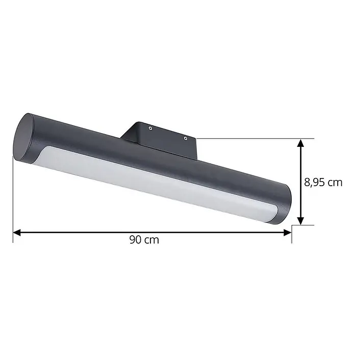 Lucande LED Wandleuchte aussen in anthrazit, weiß, Aussenlampe Wand -  - Anthrazitfarbene zylindrische LED-Außenwandleuchte mit weißem Diffusorstreifen.