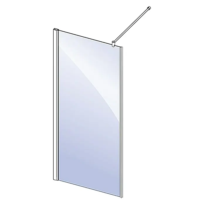 Camargue Vario Duschwand für Doppelpendeltür S36 - B x H: 80 x 195 cm, Beschichtet, Silber - Duschwand mit Stabilisierungsstange für Badezimmer. Die Duschabtrennung bietet Spritzschutz und mehr Komfort beim Duschen.