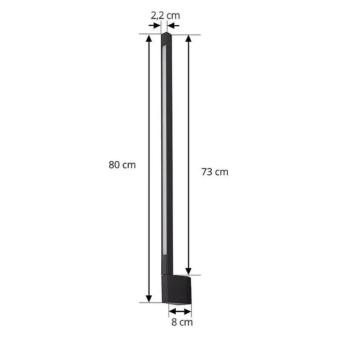 Lindby LED Wandleuchte aussen in schwarz, weiß, Aussenlampe Wand -  - Schlanke schwarze Außenleuchte, 80 cm hoch, 2,2 cm breit, mit 8 cm tiefem Fuß.