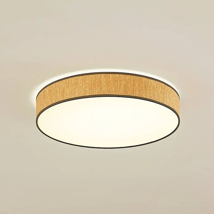 Lindby LED Deckenlampe in holz, Deckenleuchte -  - Runde Deckenleuchte mit hellem Holzdekorrand und weißem Diffusor, sanft leuchtend.