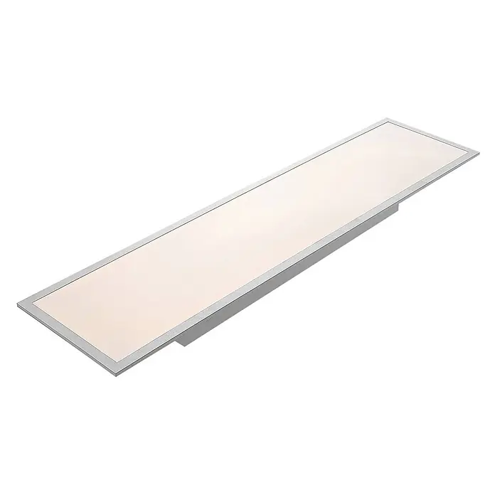 Lindby LED-Panel Stenley - weiß / opal, Neutralweiß - Rechteckige LED-Lichtplatte mit heller Leuchtfläche und silbernem Rahmen.