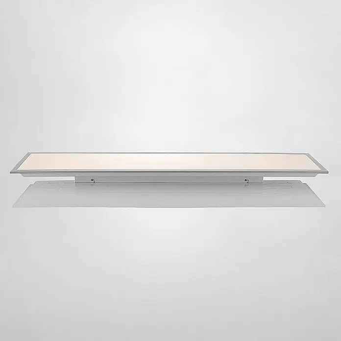 Lindby LED-Panel Stenley - weiß / opal, Neutralweiß - Rechteckige silberne LED-Spiegelleuchte mit warmweißem Licht.
