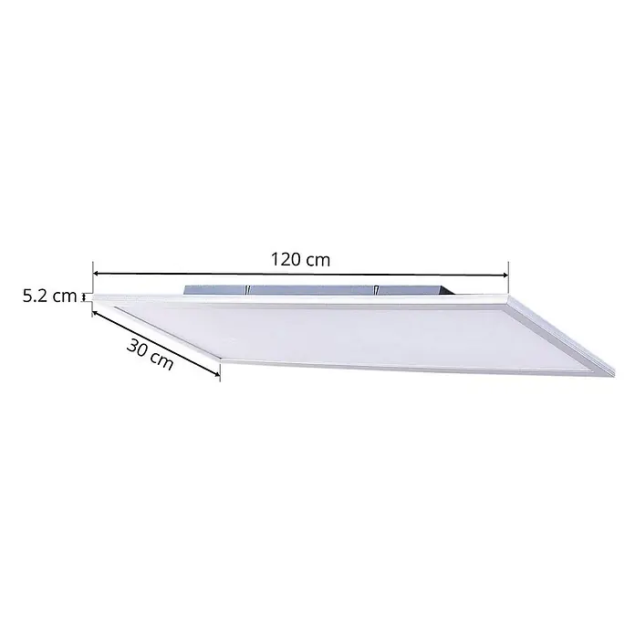 Lindby LED-Panel Livel - alu / grau / zink - Weißes rechteckiges LED-Panel, 120x30 cm und 5,2 cm dick. Für allgemeine Beleuchtung konzipiert.