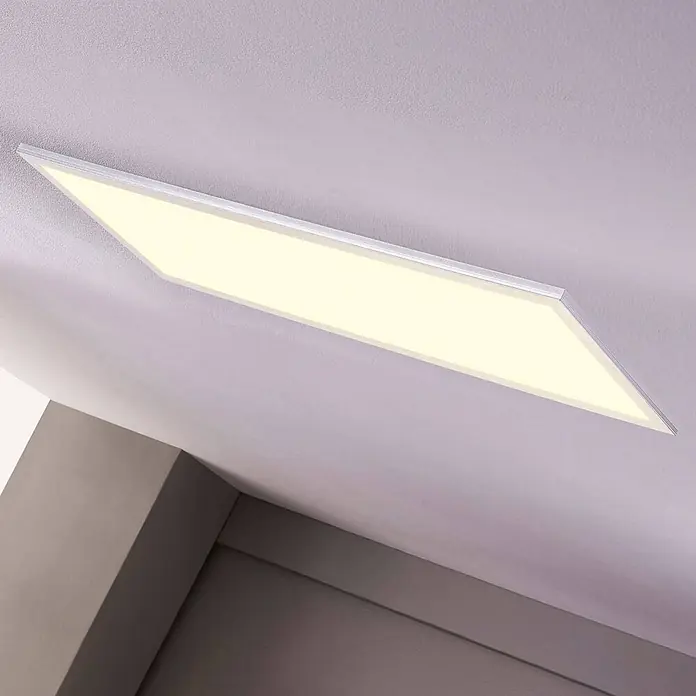 Lindby LED-Panel Livel - alu / grau / zink - Schlanke, rechteckige LED-Leuchte an der Decke, die warmweißes Licht abgibt.