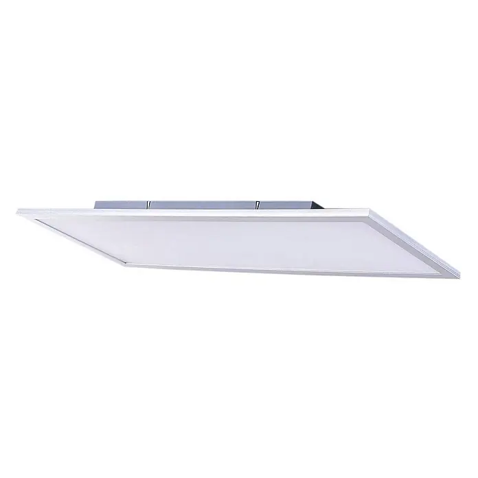 Lindby LED-Panel Livel - alu / grau / zink - Rechteckige weiße LED-Panel-Leuchte mit mattierter Abdeckung und silbergrauer Halterung.