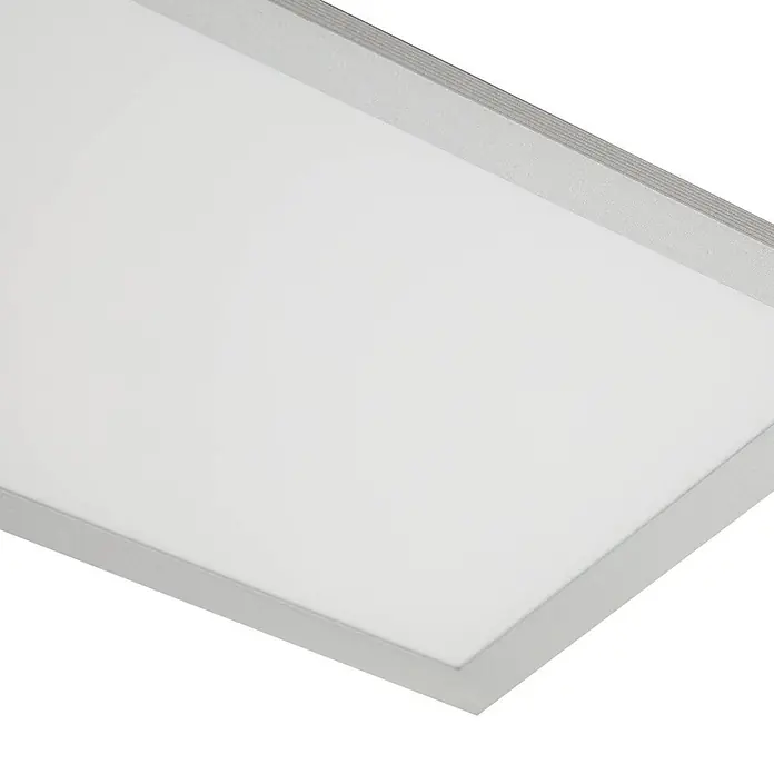Arcchio LED-Panel Lyndra - alu / grau / zink, Neutralweiß - Flaches, rechteckiges LED-Panel mit weißer Leuchtfläche und silbergrauem Rahmen.