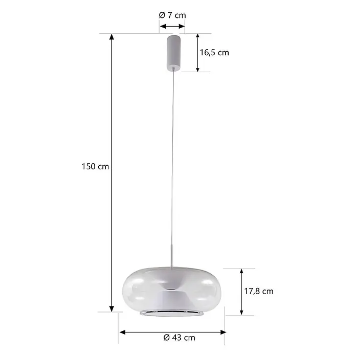 Lucande Pendelleuchte Orasa - klar / transparent, weiß, klar - Moderne Pendelleuchte in Chrom und Weiß mit schalenförmigem Schirm.
