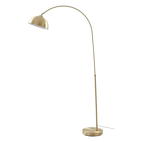 Lindby Stehlampe in messing matt, Bogenlampe Wohnzimmer