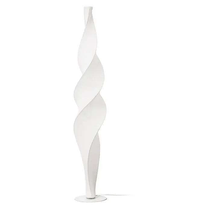 Lucande LED Stehlampe Wohnzimmer in weiß, Stehleuchte -  - Hohe, weiße, verdrehte Stehleuchte mit skulpturalem Spiraldesign und rundem Sockel.
