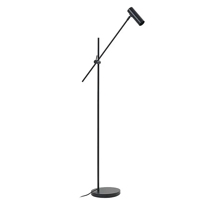 Lindby Stehlampe Wohnzimmer in schwarz, Stehleuchte -  - Schwarze Stehlampe aus Metall mit verstellbarem Arm und zylindrischem Schirm.