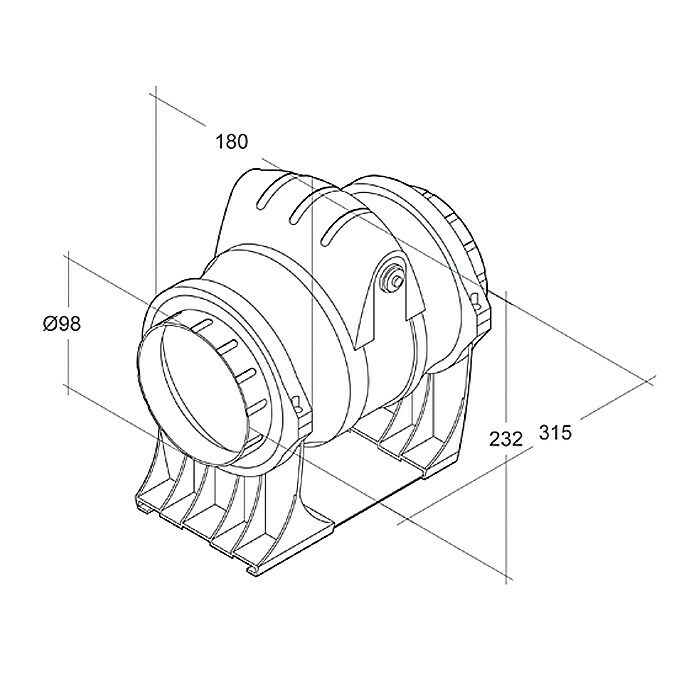 Air-Circle Zwischenrohr-VentilatorDurchmesser: 100 mm, Max. Luftleistung: 190/270 m³/h Front View