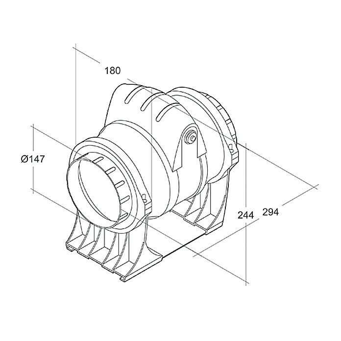 Air-Circle Zwischenrohr-VentilatorDurchmesser: 150 mm, Max. Luftleistung: 420/595 m³/h Front View