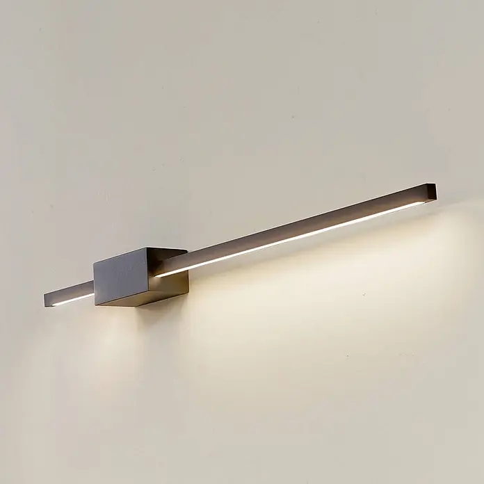 Lucande LED Wandleuchte innen in schwarz, up down Wandlampe -  - Moderne Wandleuchte aus dunkler Bronze mit rechteckigem Sockel und zwei horizontalen LED-Lichtbalken.